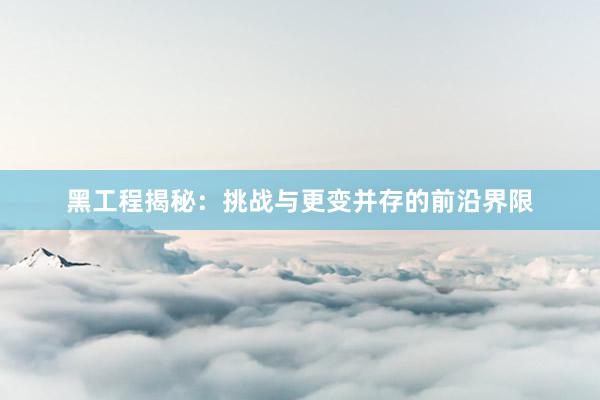 黑工程揭秘：挑战与更变并存的前沿界限